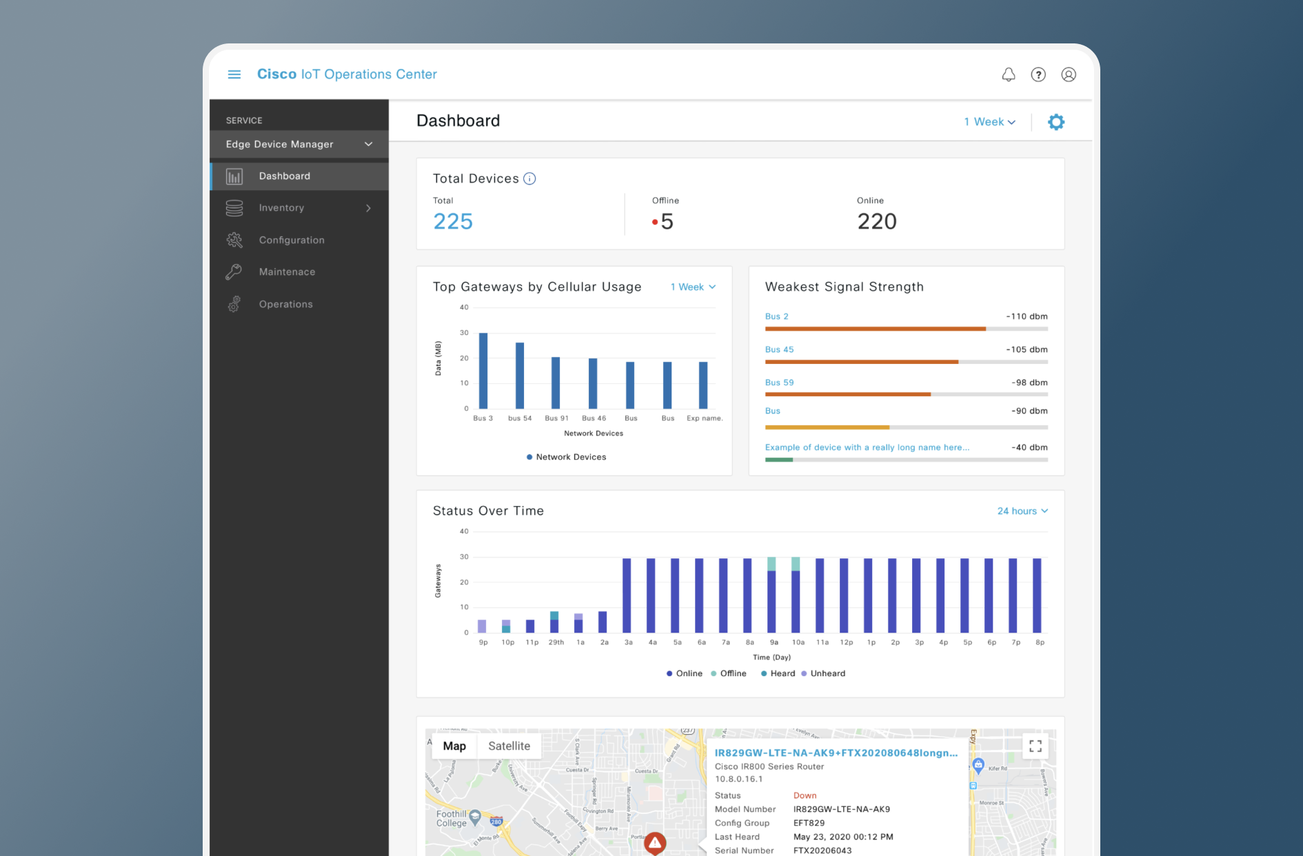 Edge Device Manager dashboard and device inventory